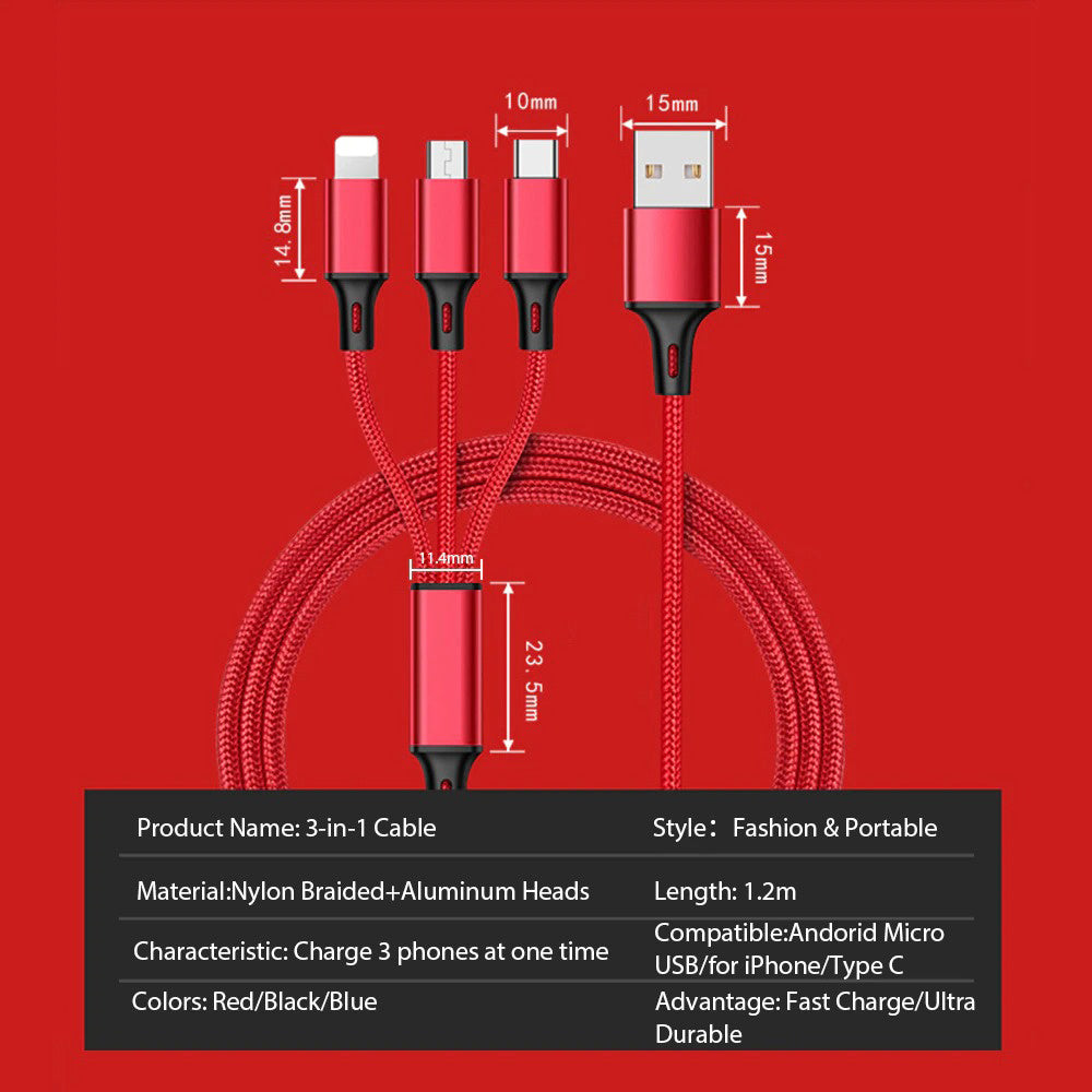 3 In 1 USB Cable For 'IPhone